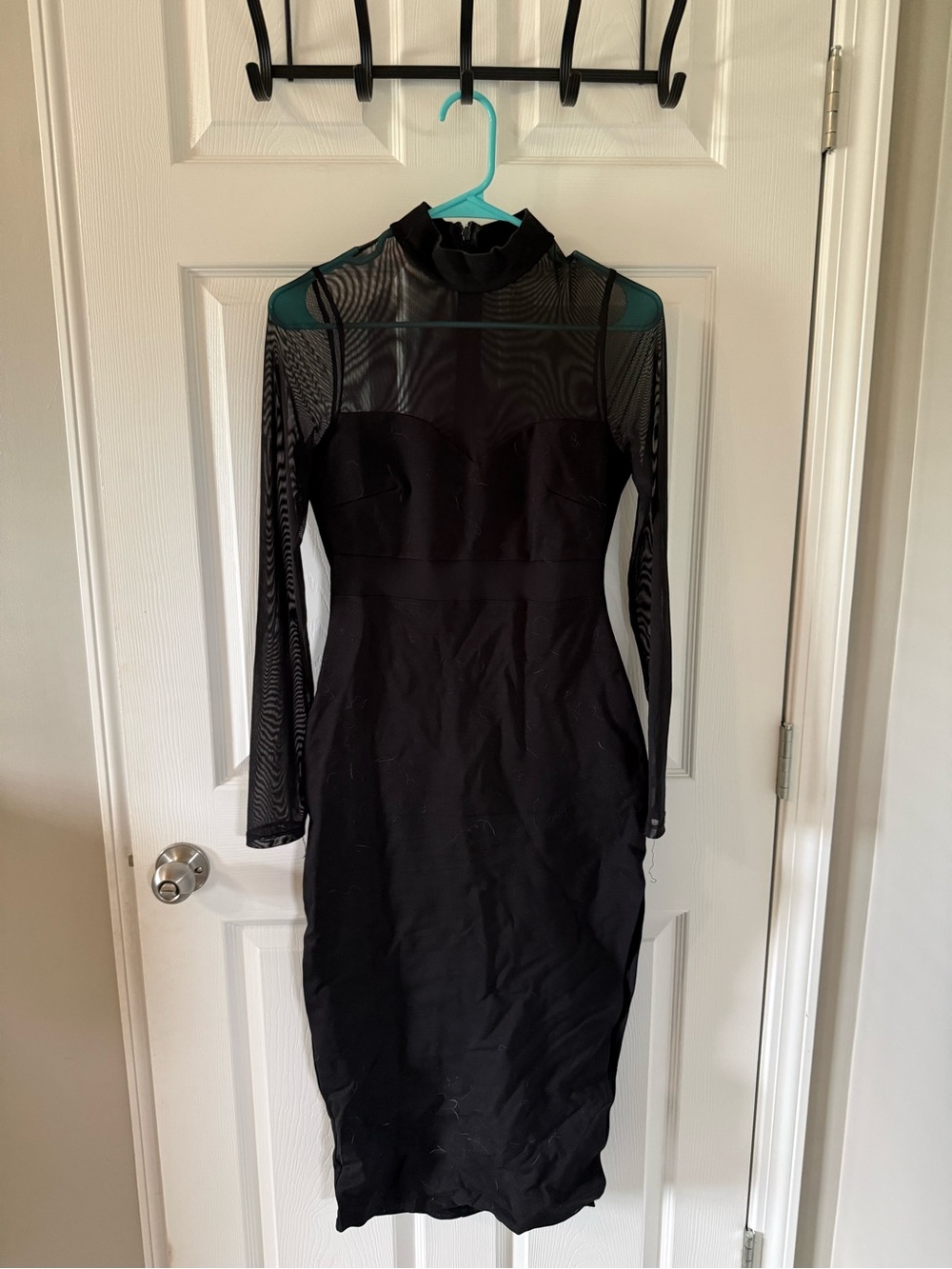 Lulu's Black Sheer Mesh Long Sleeve Bodycon Dress